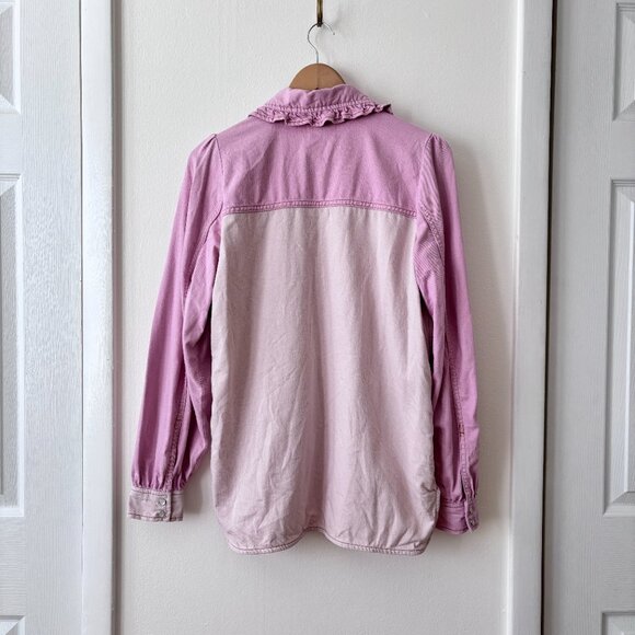 Ganni Ruffled Two-Tone Organic Denim Shirt - Picture 10 of 12